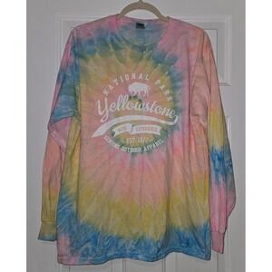 Yellowstone National Park‎ Tie Dye Long Sleeve T-shirt Gildan Large